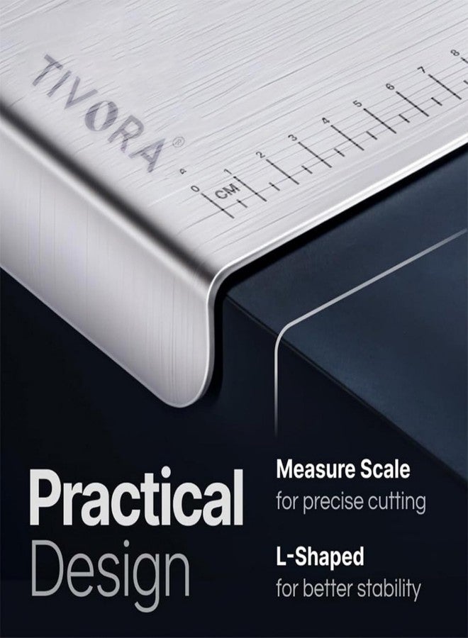 Tivora 304 Stainless Steel Chopping Board with Lip for Kitchen | for Cutting Vegetables, Meat, Fish, Fruits | Reversible | Easy to Wash | Food Grade Steel | Medium | 41 x 31 cm - Image 3